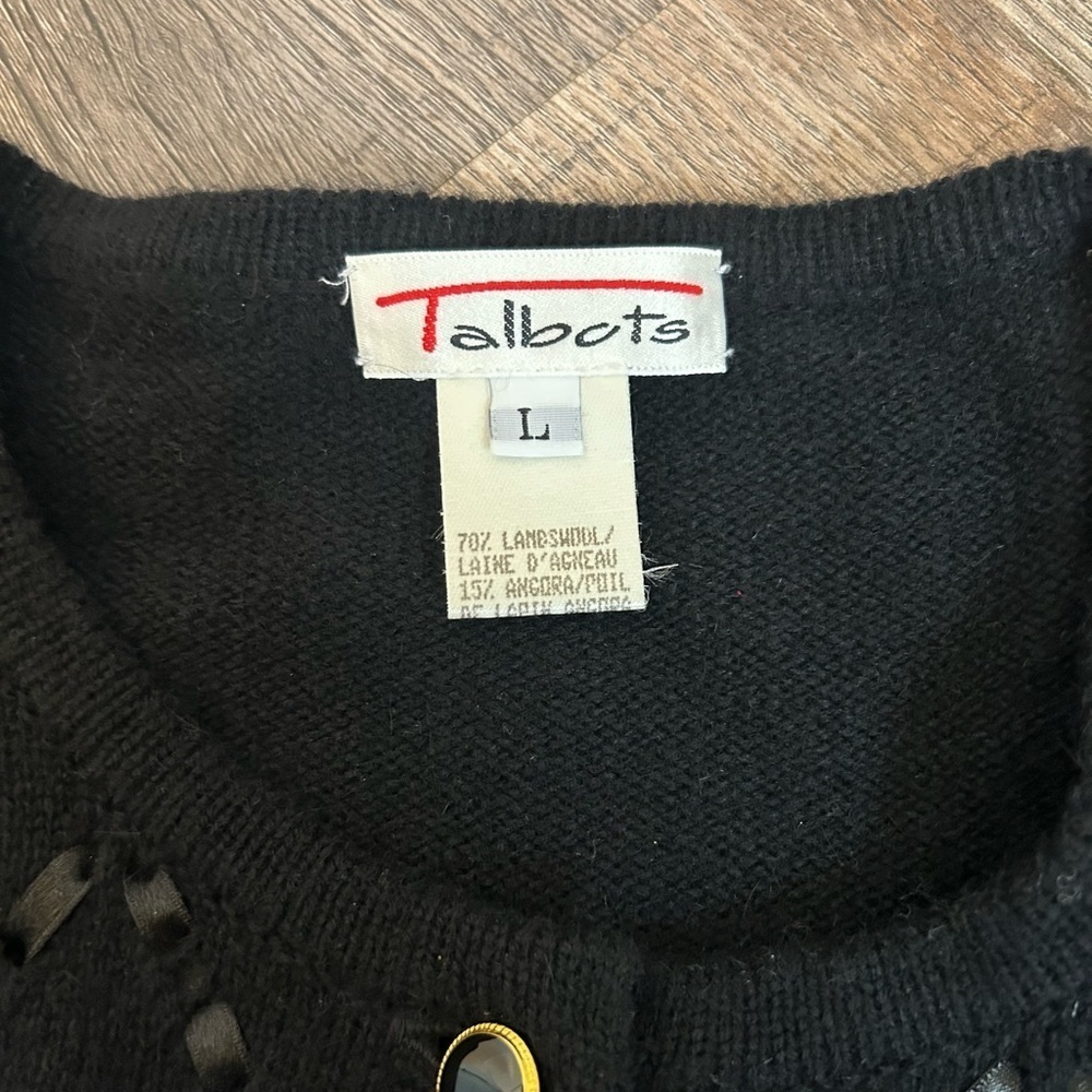 Vintage Talbots Wool Blend Cardigan Black Large - Picture 5 of 7